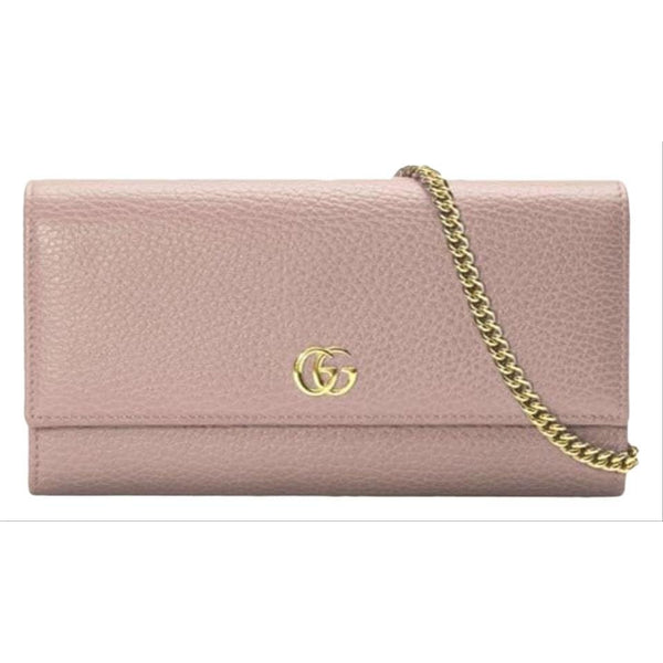 Gucci Chain Wallet Marmont Gg Rose Pink Leather Shoulder Bag - MyDesignerly