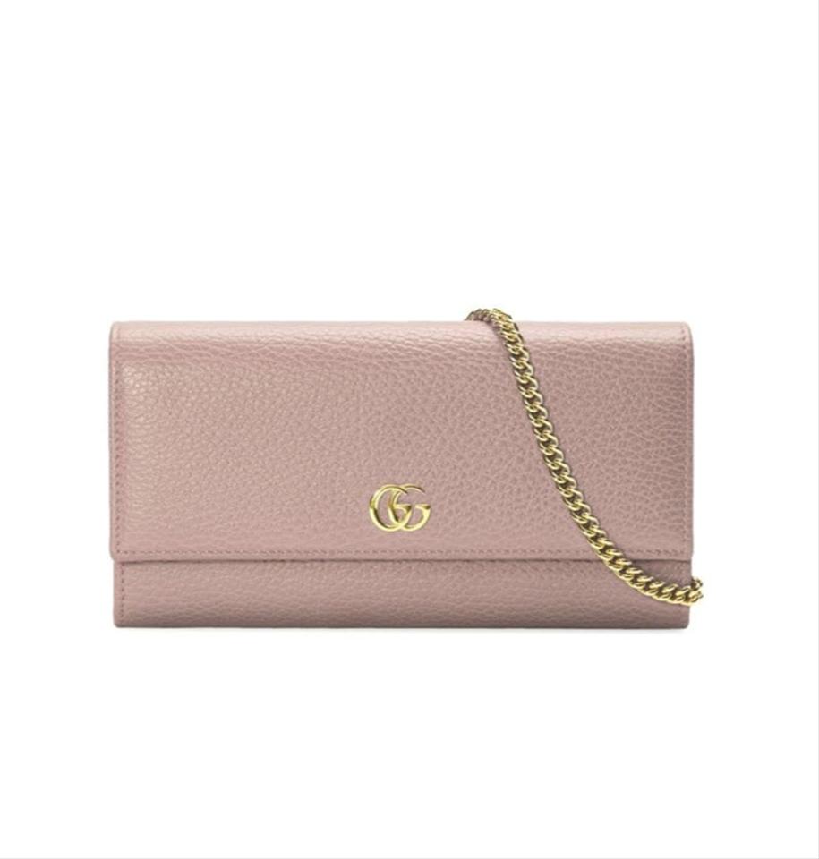 Gucci Chain Wallet Marmont Gg Rose Pink Leather Shoulder Bag - MyDesignerly