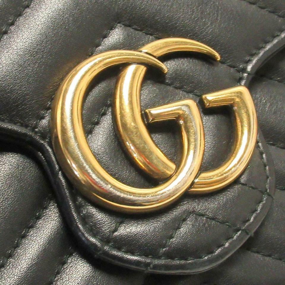 Gucci GG Chain Wallet Marmont Black Leather Shoulder Bag - MyDesignerly