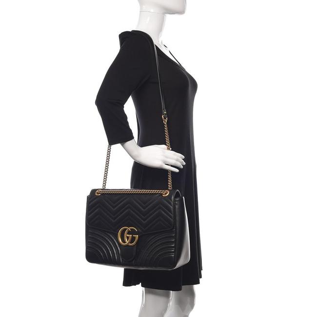 Gucci Marmont Calfskin Matelasse Large Gg Black Leather Shoulder Bag -  MyDesignerly