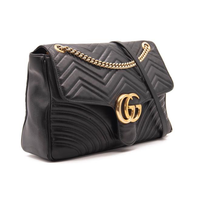 Gucci Marmont Calfskin Matelasse Large Gg Black Leather Shoulder Bag -  MyDesignerly