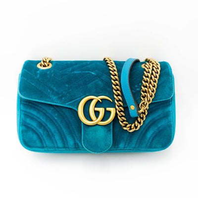Traditie Dwaal Behoort Gucci Marmont Matelasse Small Gg Teal Blue Velvet Shoulder Bag -  MyDesignerly