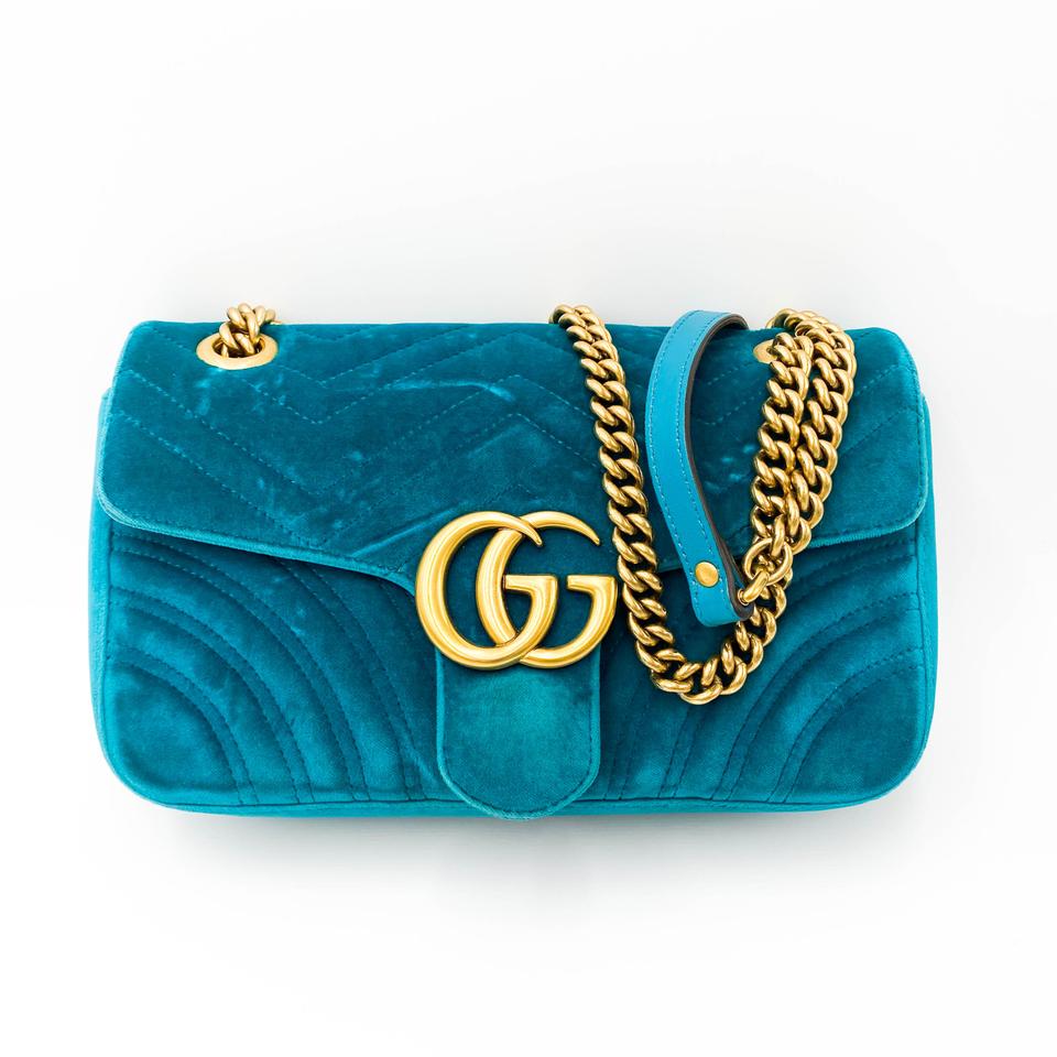 teal velvet gucci bag