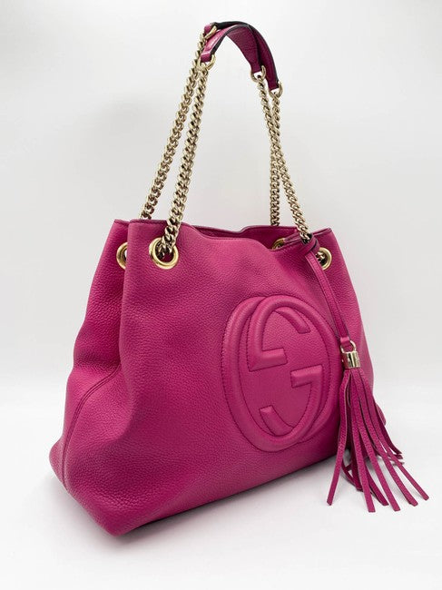 Gucci Bag Soho Pebbled Chain Bright Bougainvillea Pink Calfskin Leathe -  MyDesignerly
