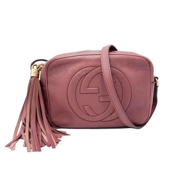 krig fond Kvæle Gucci Soho Disco Pebbled Calfskin Small Peonia Flower Pink Leather Cro -  MyDesignerly