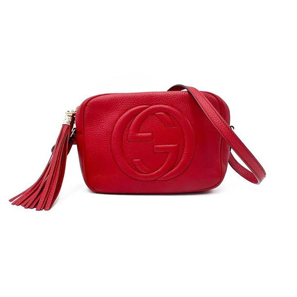 Gucci Soho Disco Pebbled Calfskin Small Red Leather Cross Body Bag -  MyDesignerly