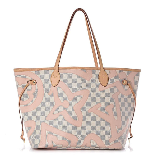 Louis Vuitton Neverfull Tahitienne Mm White Damier Azur Canvas Tote - MyDesignerly