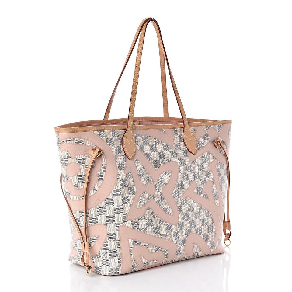 Louis Vuitton Neverfull Tahitienne Mm White Damier Azur Canvas Tote - MyDesignerly