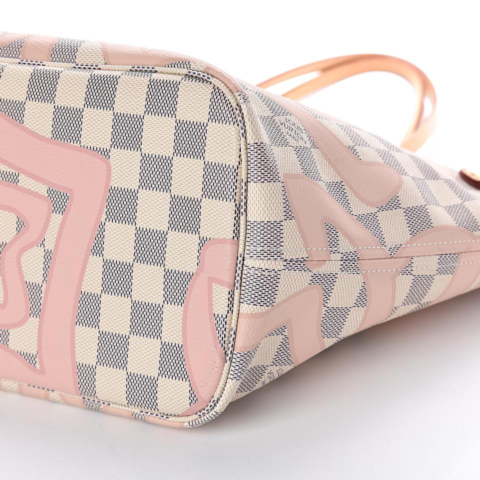 Louis Vuitton Neverfull Tahitienne Mm White Damier Azur Canvas Tote - MyDesignerly
