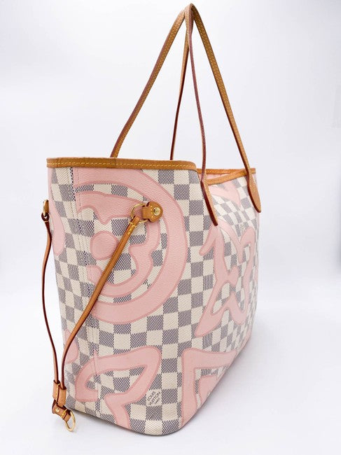 LOUIS VUITTON Damier Azur Tahitienne Neverfull MM Tote Bag E4262