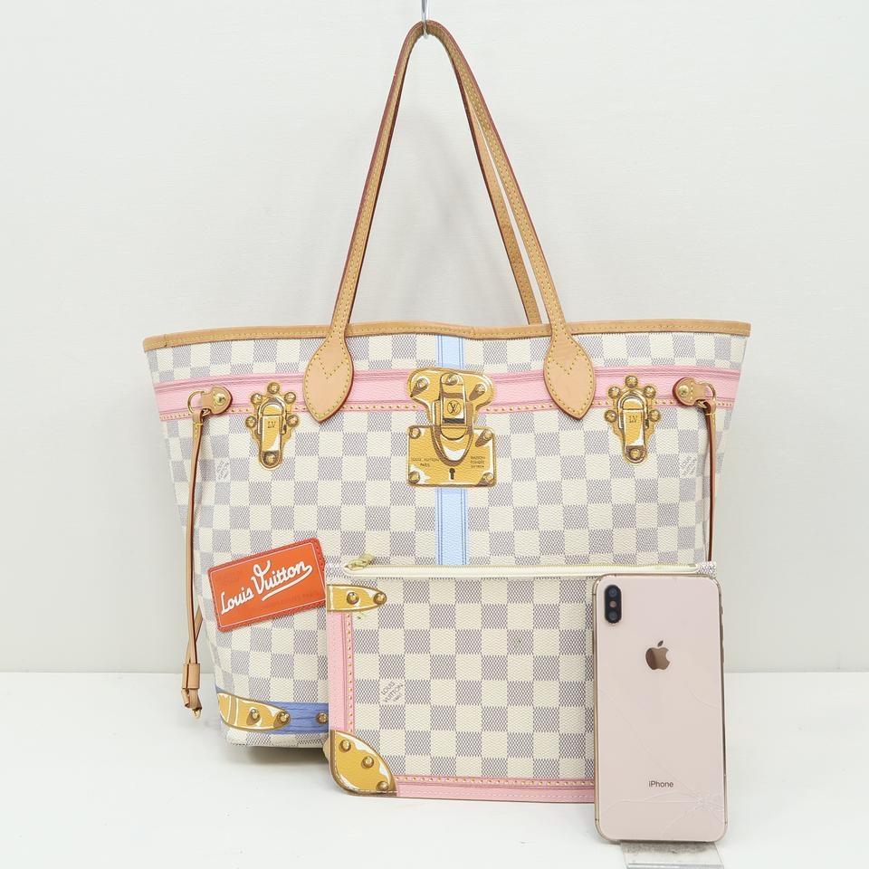 Louis Vuitton Neverfull W Mm Trunk White Damier Azur Canvas Shoulder B - MyDesignerly