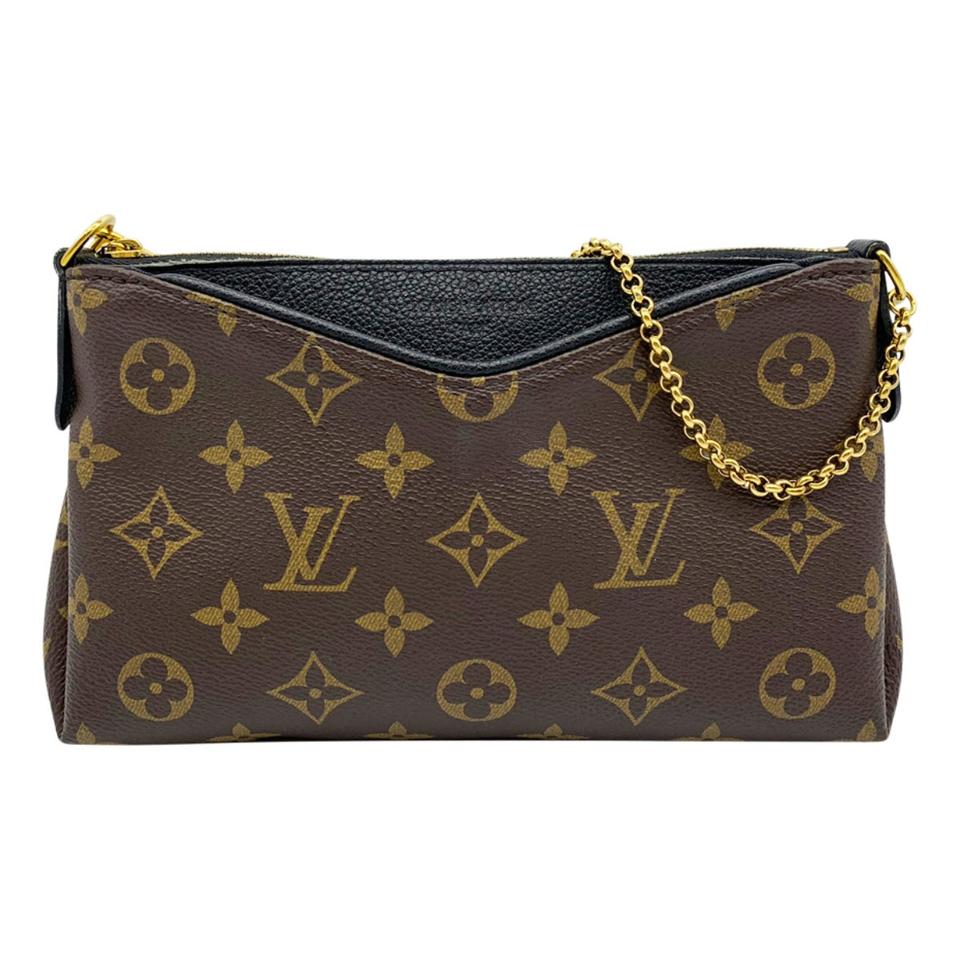 Louis Vuitton Pallas Clutch Black Monogram Canvas Shoulder Bag - MyDesignerly