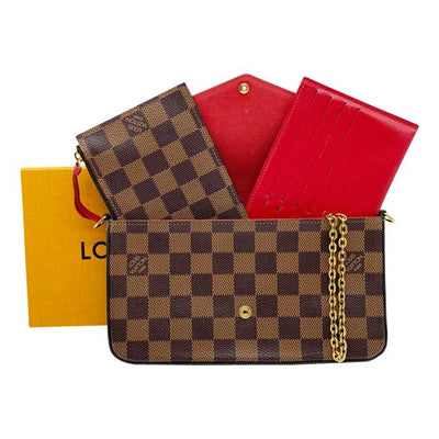 Vuitton Pochette Felicie Chain Wallet Brown Damier Ebene