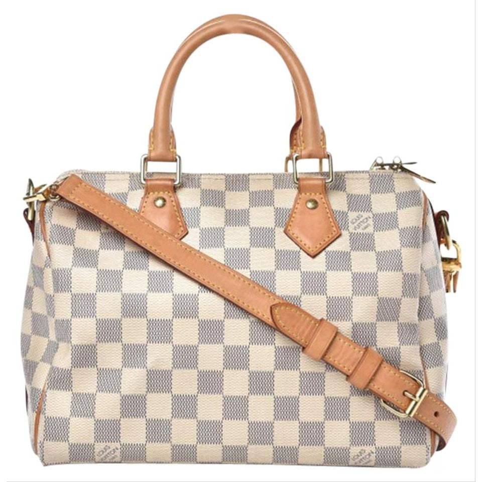 Louis Vuitton Speedy Bandouliere 25 White Damier Azur Canvas Cross Bod ...