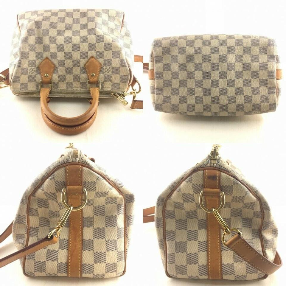 Louis Vuitton Speedy Bandouliere 25 White Damier Azur Canvas Cross Bod - MyDesignerly