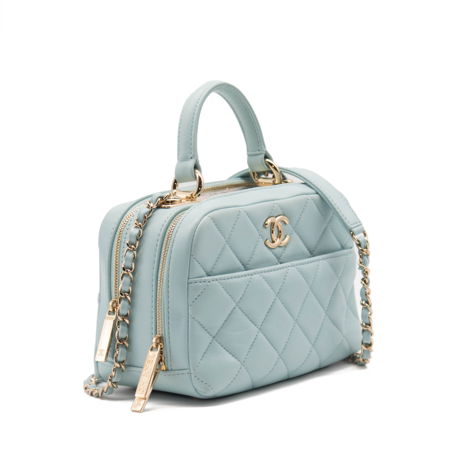 Chanel Trendy CC Bowling Bag Quilted Lambskin Medium Blue 474281