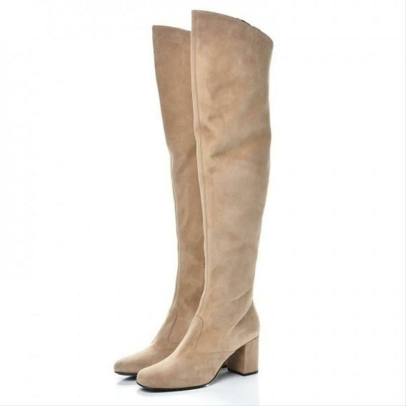 beige suede over the knee boots