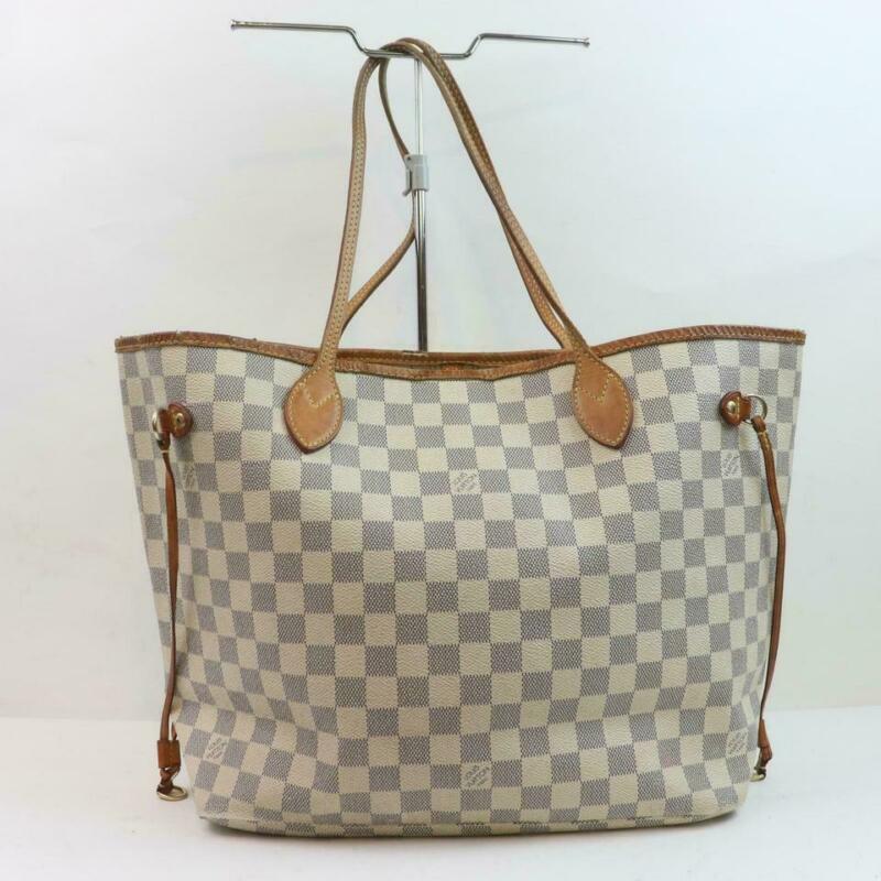 Louis Vuitton Neverfull Mm White Damier Azur Canvas Tote - MyDesignerly