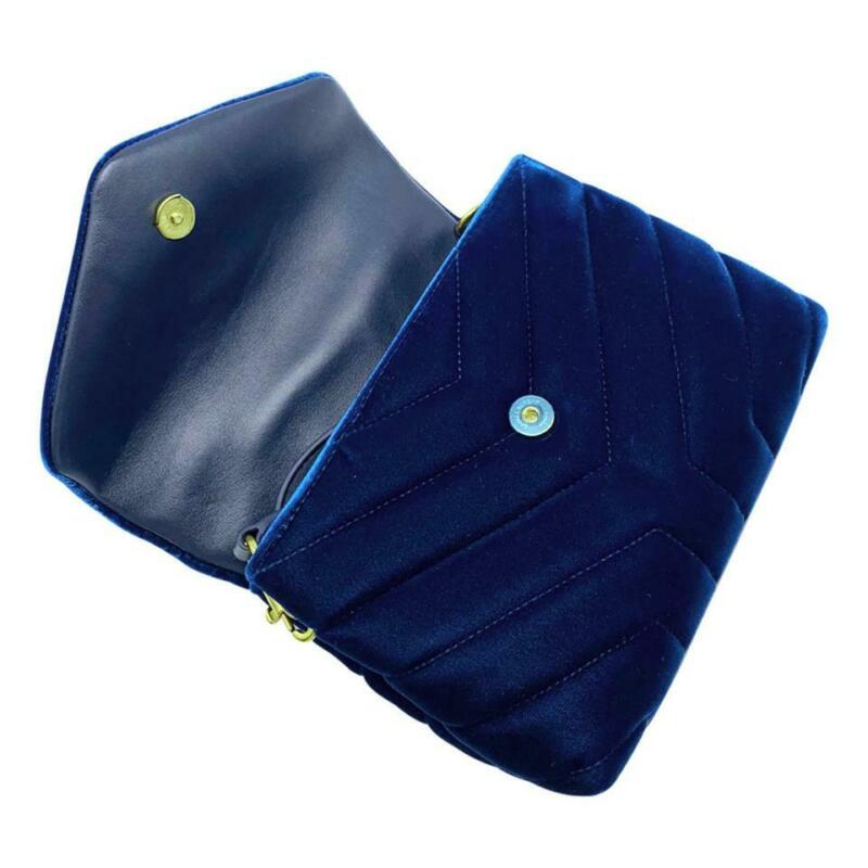 navy blue velvet bag