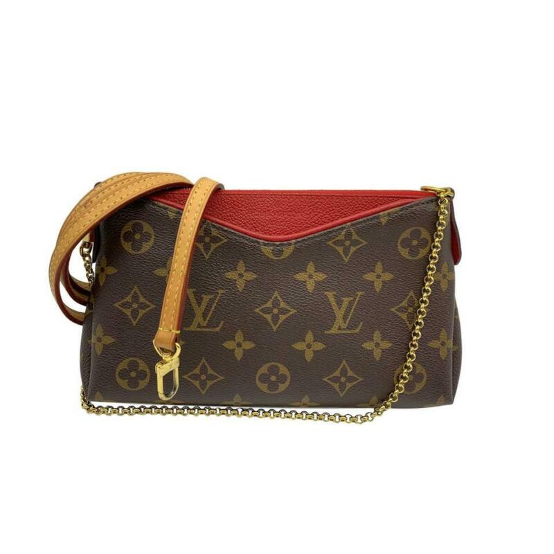 Louis Vuitton Pallas Clutch Monogram Red Canvas Cross Body Bag - MyDesignerly