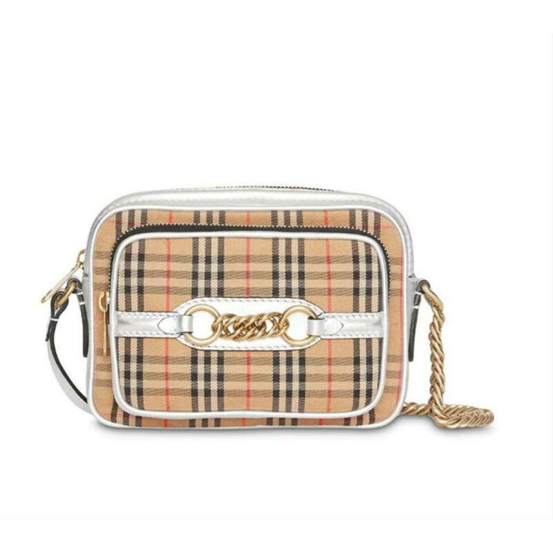 burberry vintage check link crossbody camera bag