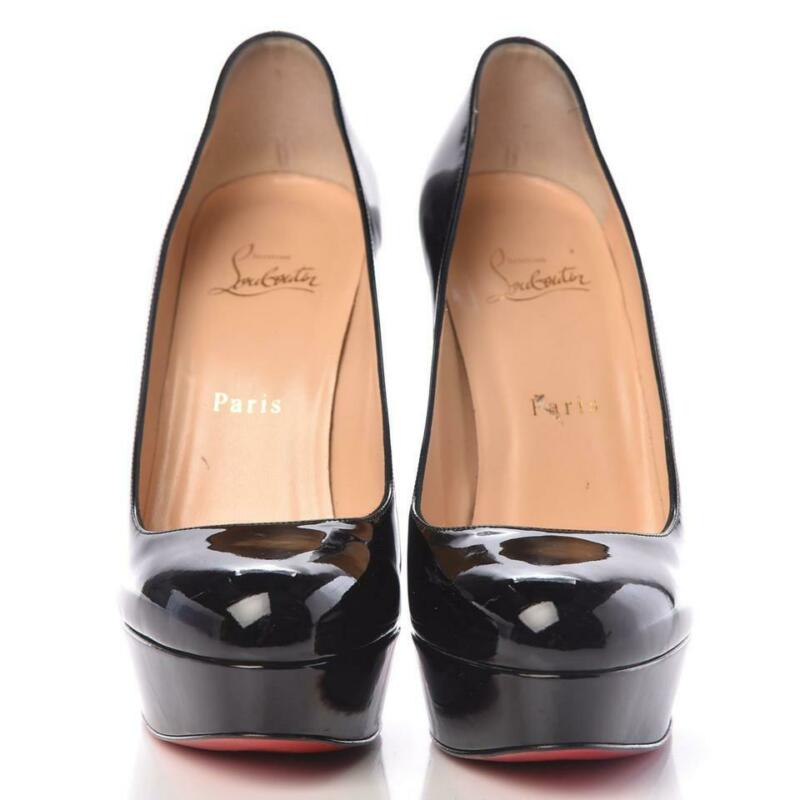 Christian Louboutin Black Patent Bianca 140 Pumps Platforms - MyDesignerly