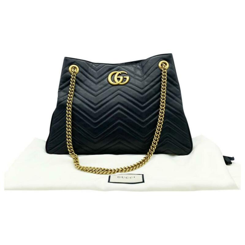 Gucci GG Marmont Calfskin Matelasse Medium Black Leather Shoulder Bag - MyDesignerly