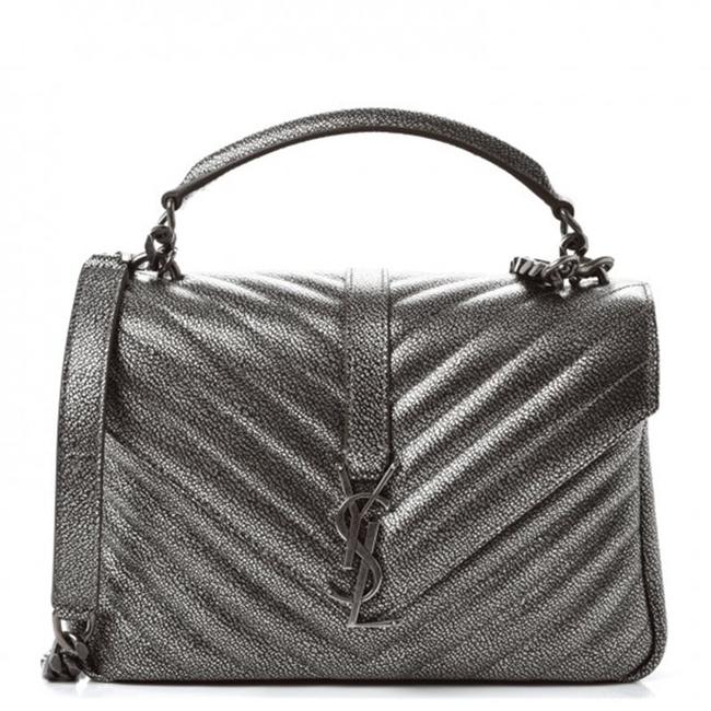 silver leather shoulder bag