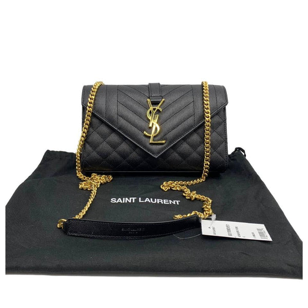 Saint Laurent Lambskin Monogram Gaby Chain Envelope Bag (SHF-23054