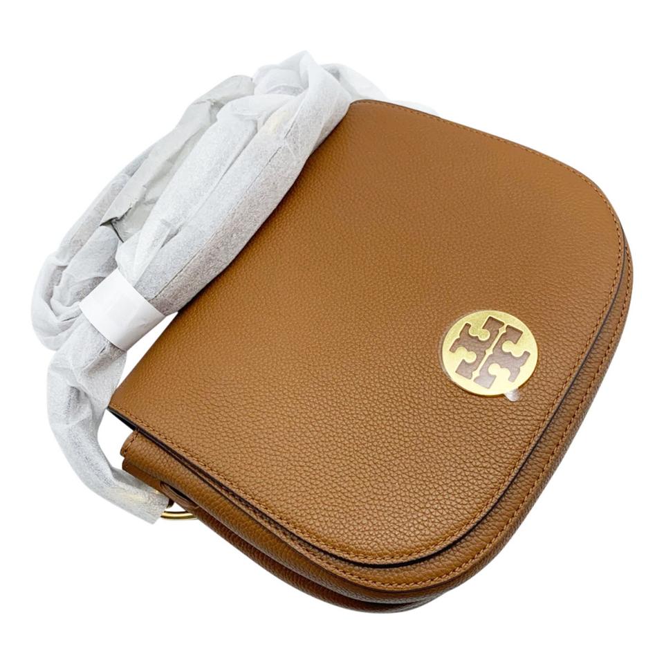 Tory Burch Everly Flap Saddle Brown Leather Shoulder Bag - MyDesignerly