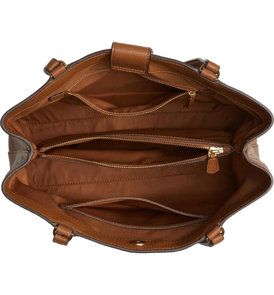 Tory Burch Mcgraw Triple Compartment Satchel Moose Brown Leather Shoul -  MyDesignerly