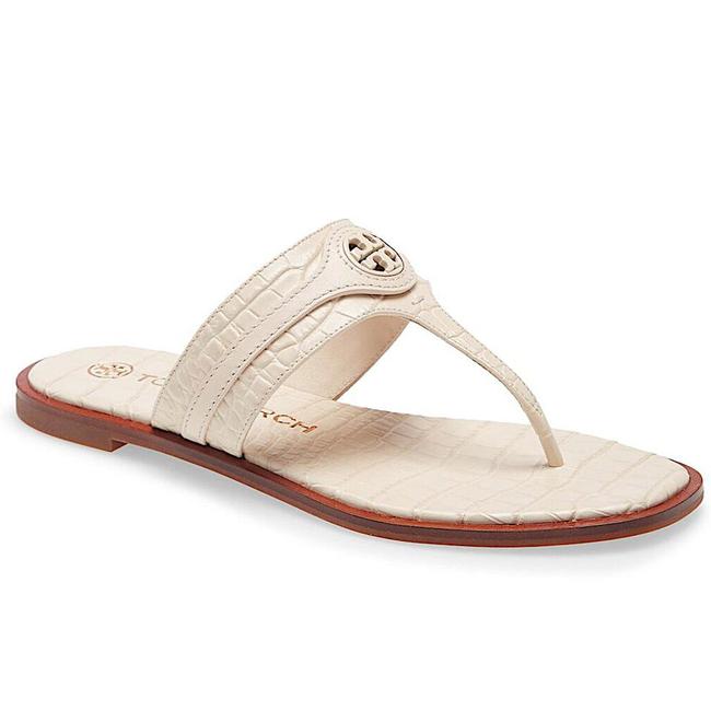 Tory Burch Off White New Carson Thong Welt Croc Sandals US 8 - MyDesignerly