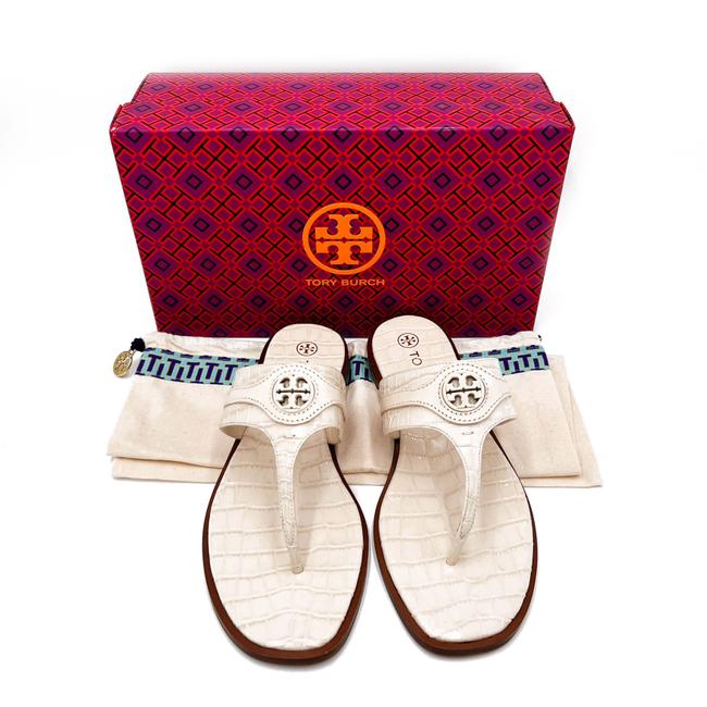 Tory Burch Off White New Carson Thong Welt Croc Sandals US 8 - MyDesignerly