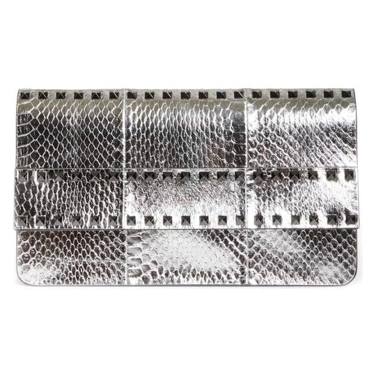 silver valentino clutch