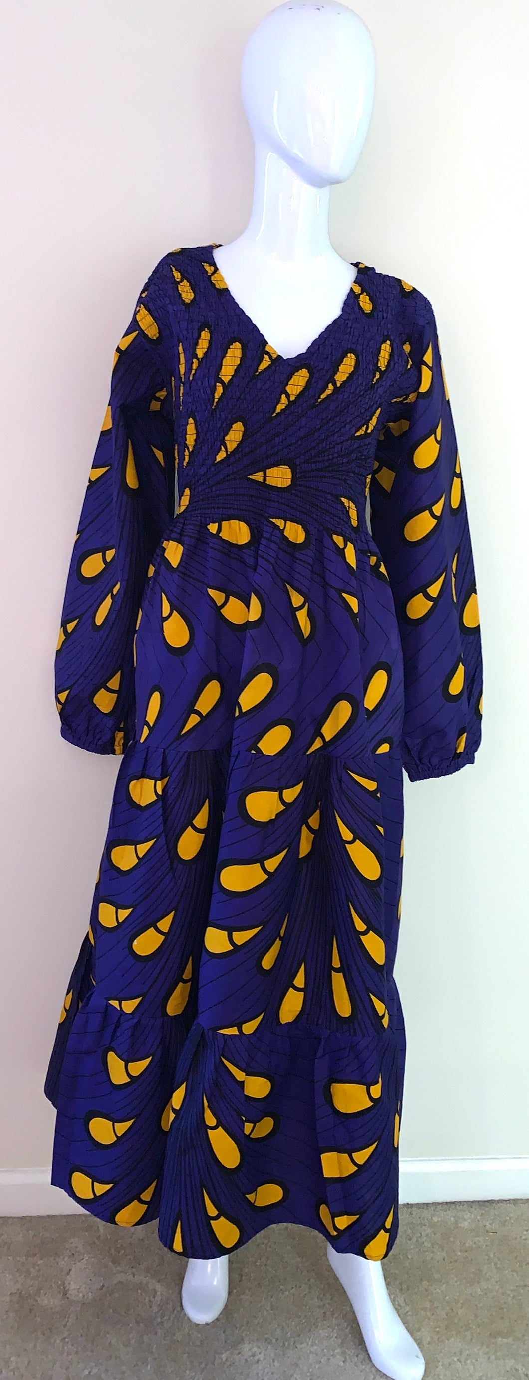 blue and gold african dress