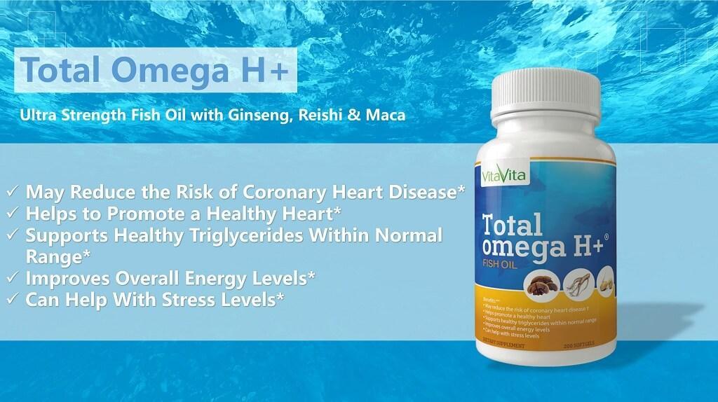 Total Omega H+, EPA/DHA with American Ginseng, Reishi Spore & Maca (200 Softgels)