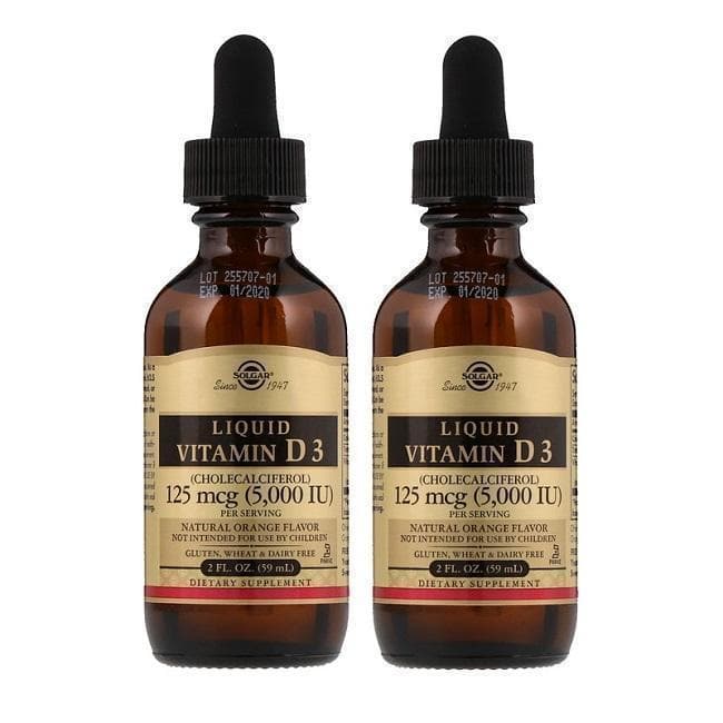 2 Bottles Solgar Liquid Vitamin D3 Cholecalciferol 5000 Iu 2 Fl Oz