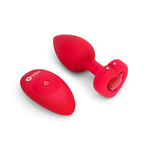 B-Vibe - Vibrerende Hartvormige Butt Plug M/L Rood