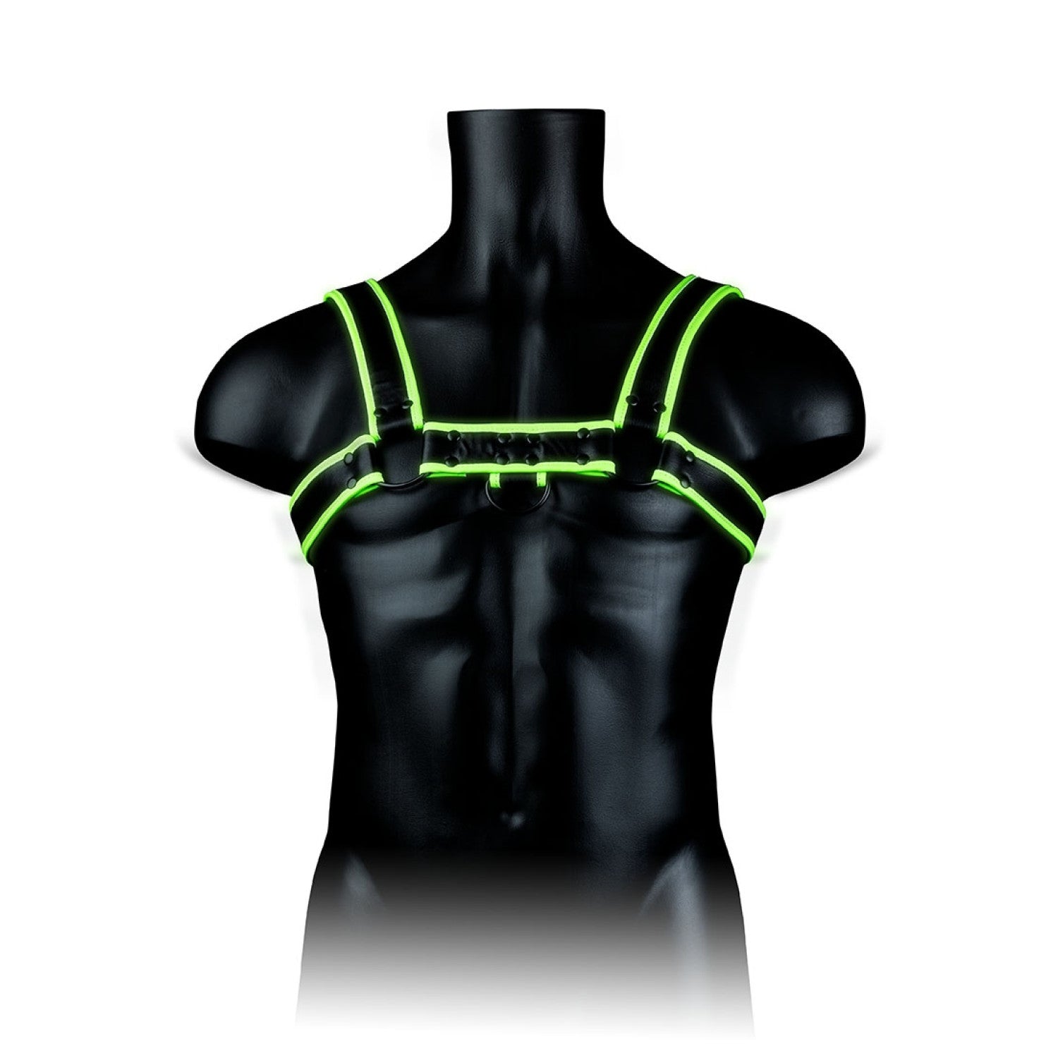 Chest Bulldog Harness - GitD - Neon Green/Black - L/XL