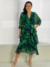 Desaily Leaf Silk Dress