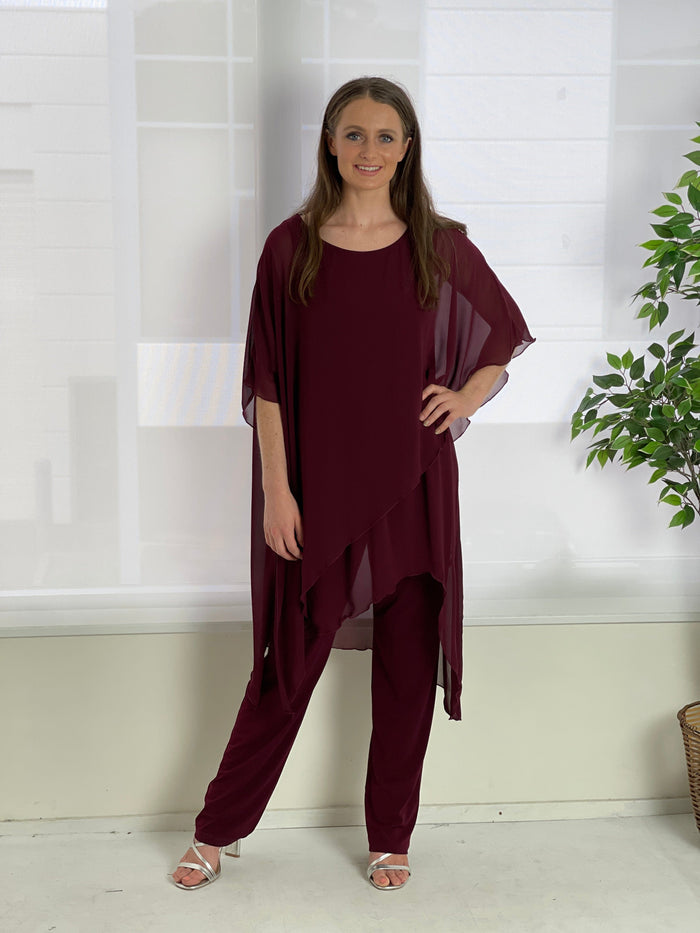 Faith Wine Chiffon Pants – Dressxox