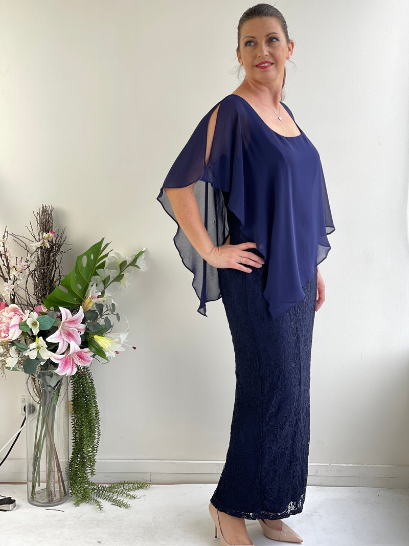 Trish Navy Lace Evening Gown – Dressxox