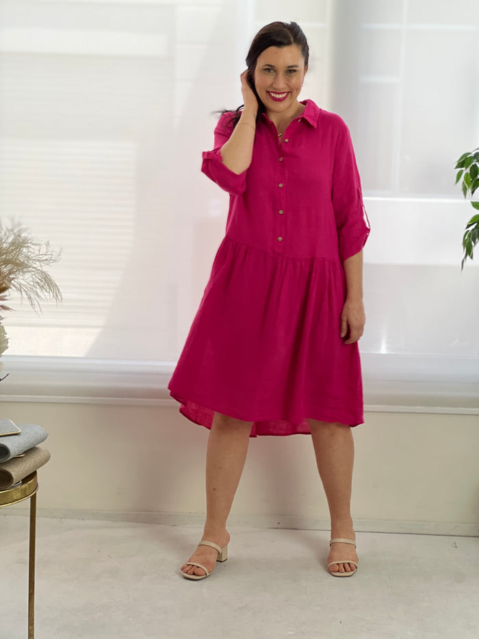 Nolan Pink Italian Linen Dress – Dressxox