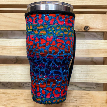 Rainbow leopard koozie