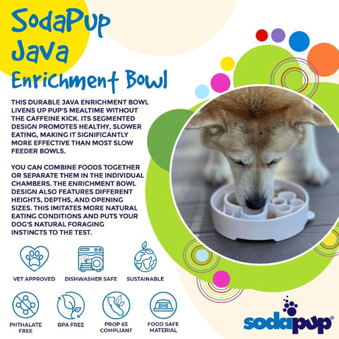 SodaPup Enrichment Slow Feeder Bowl For Dogs (Round / Mocha Speckle)