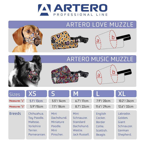 Artero Dog Muzzle Size Chart