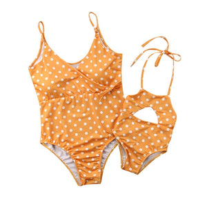 yellow polka dot swimsuit