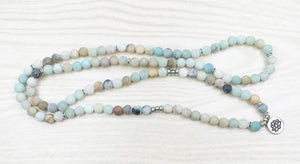 Bracelet Mala "lotus" perles d'amazonite