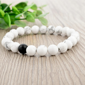 bracelet noir et blanc, pierres naturelles