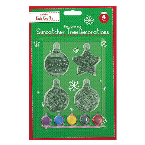 Christmas Paint Your Own Suncatcher Tree Decorations 4pk